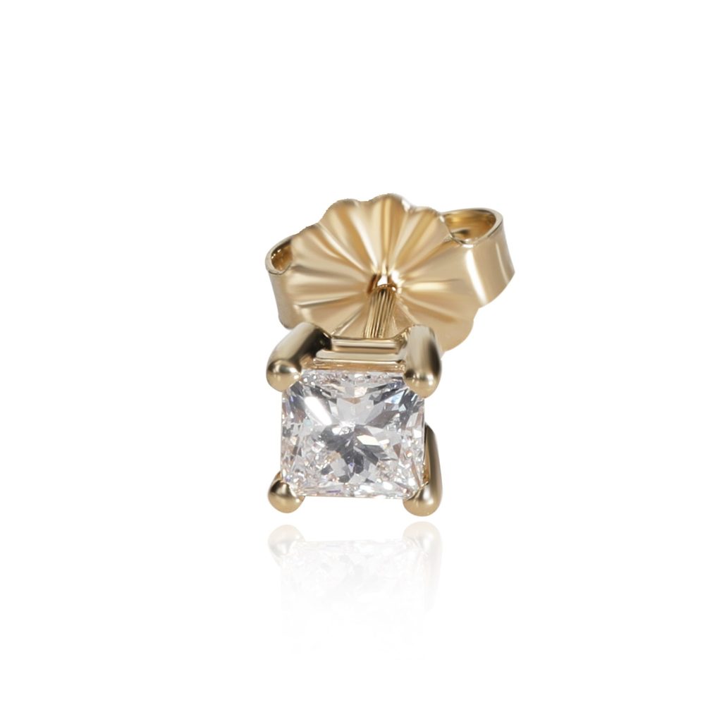 GIA Certified Princess Cut Single Stud in 14KT Yellow Gold (D SI1 0.31 Ct)